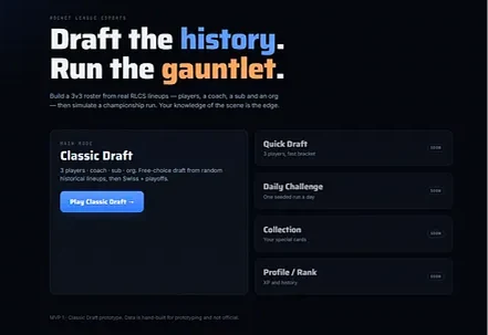 Primeiro protótipo do Rocket Draft, com a mecânica de draft funcionando e a interface ainda genérica